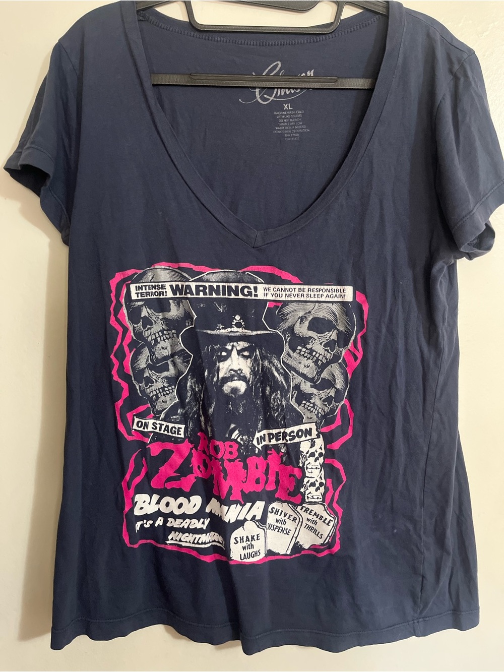 Women’s Navy Rob Zombie Graphic V-Neck Tee